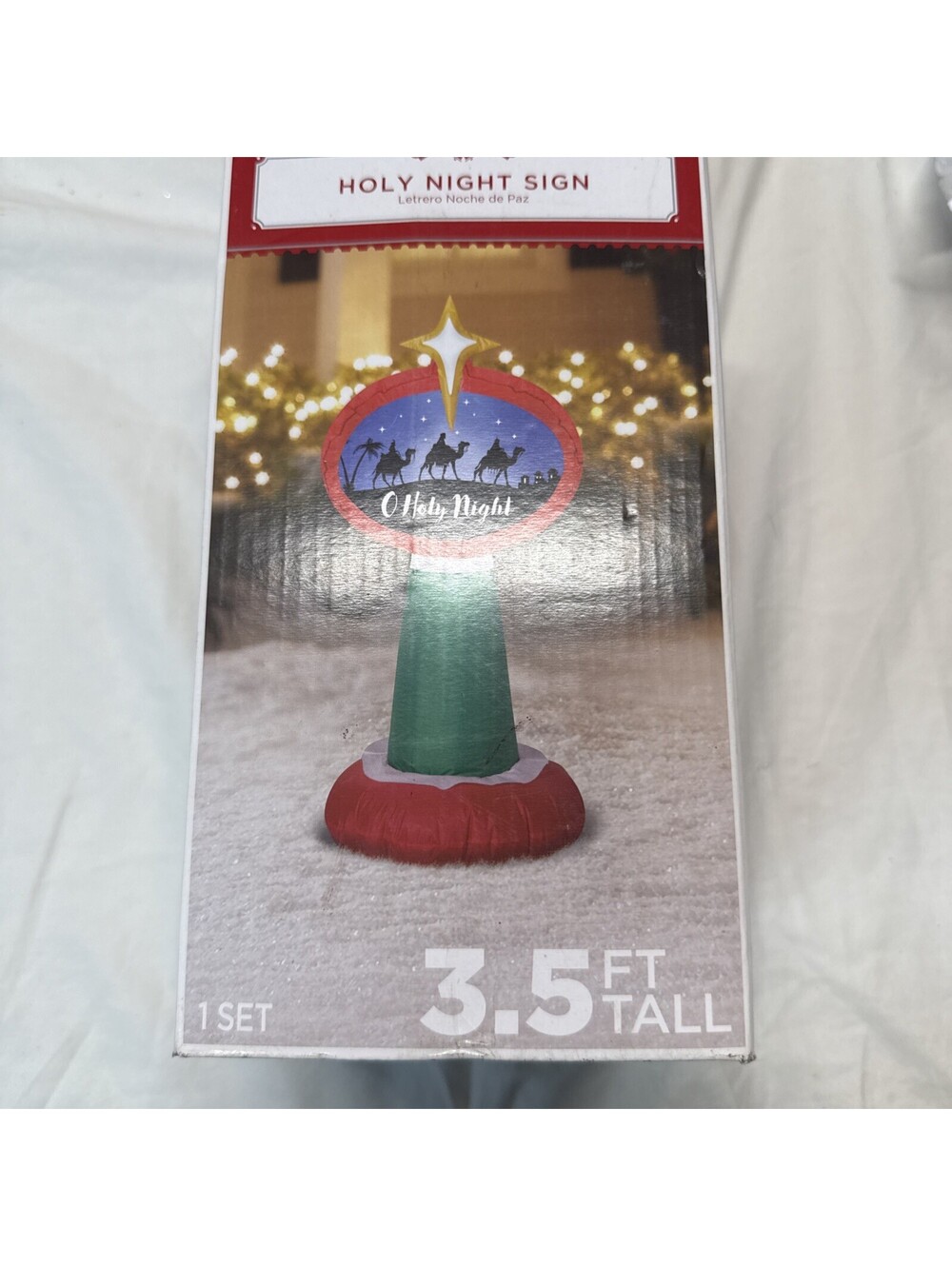 Holiday Time Airblown Inflatable Holy Night Sign 3.5Ft Indoor Outdoor Lights up